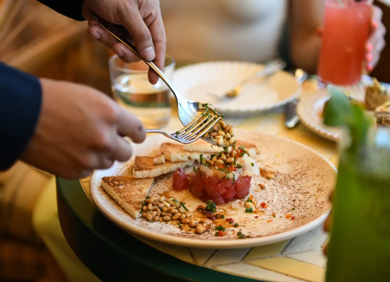 Tuna crudo on crispy toast