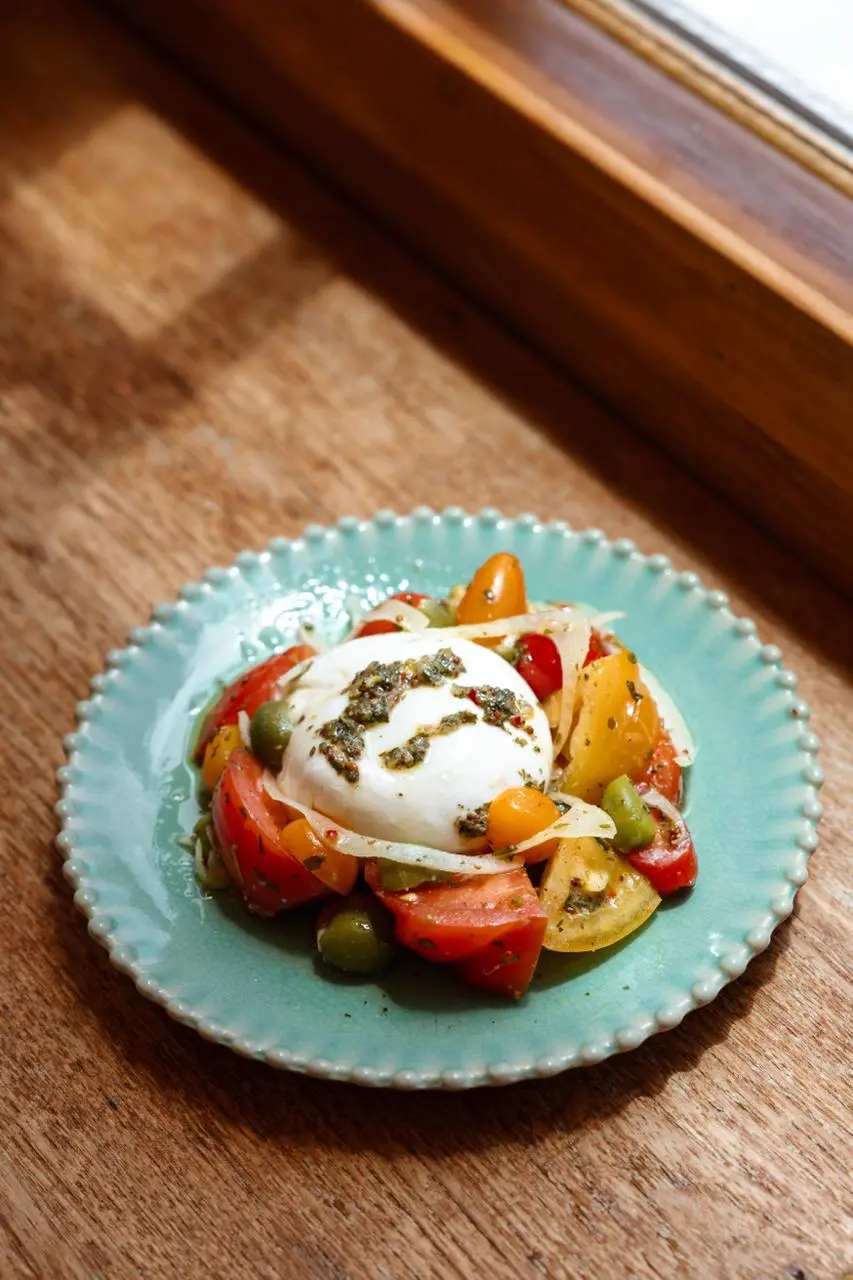 Burrata with heirloom tomatoes