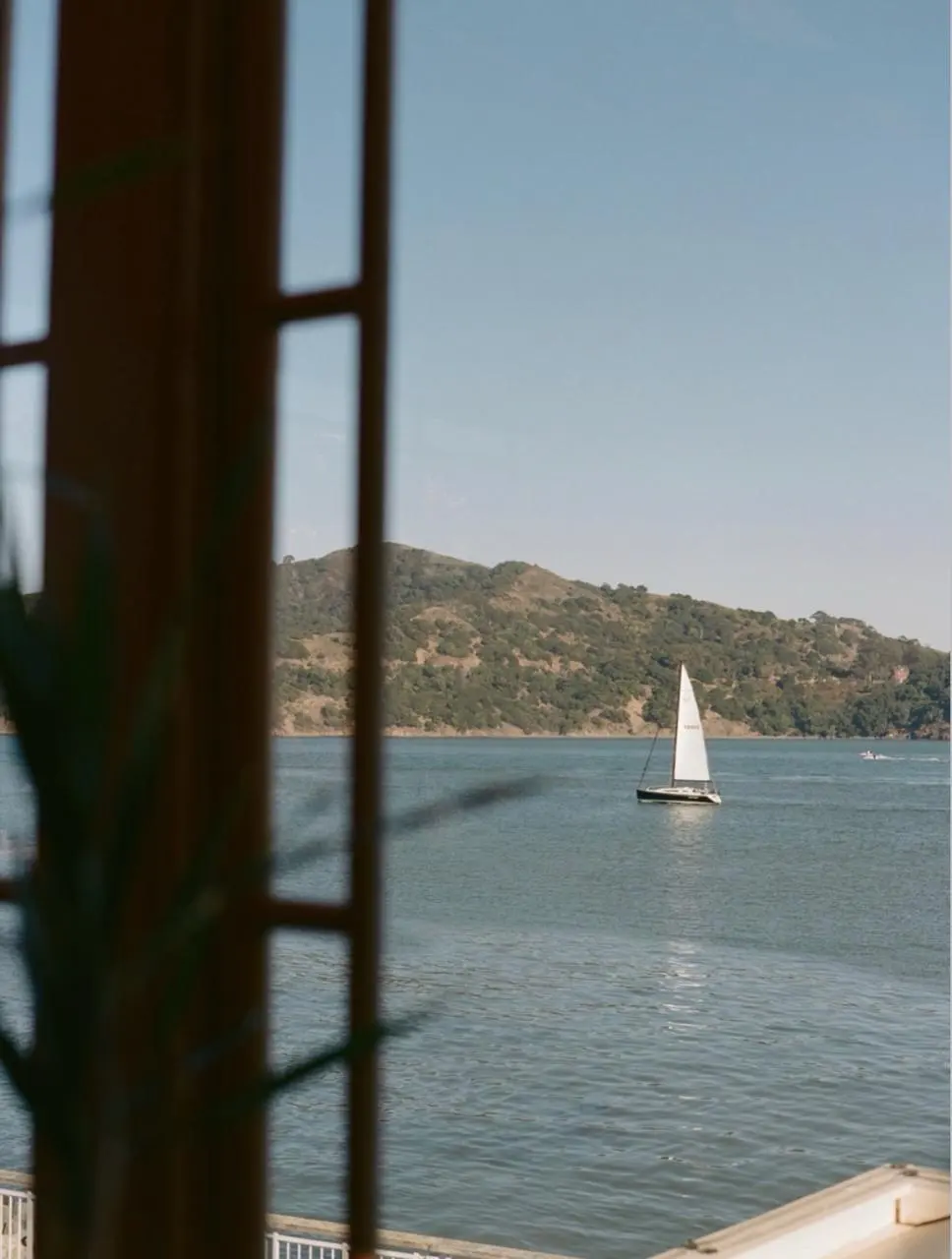 A sailboat on the Bay below Angel Island