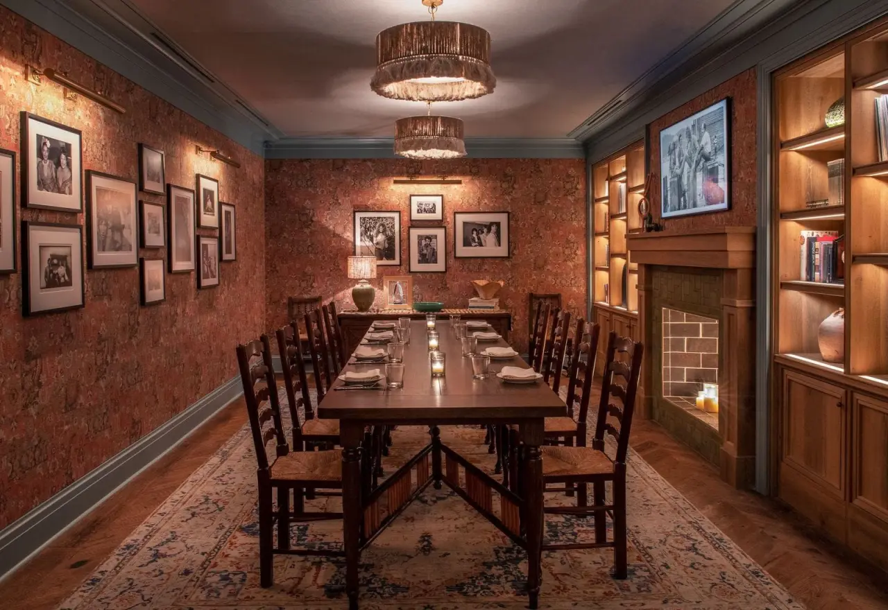 The Listening Room, a private dining room with a long table