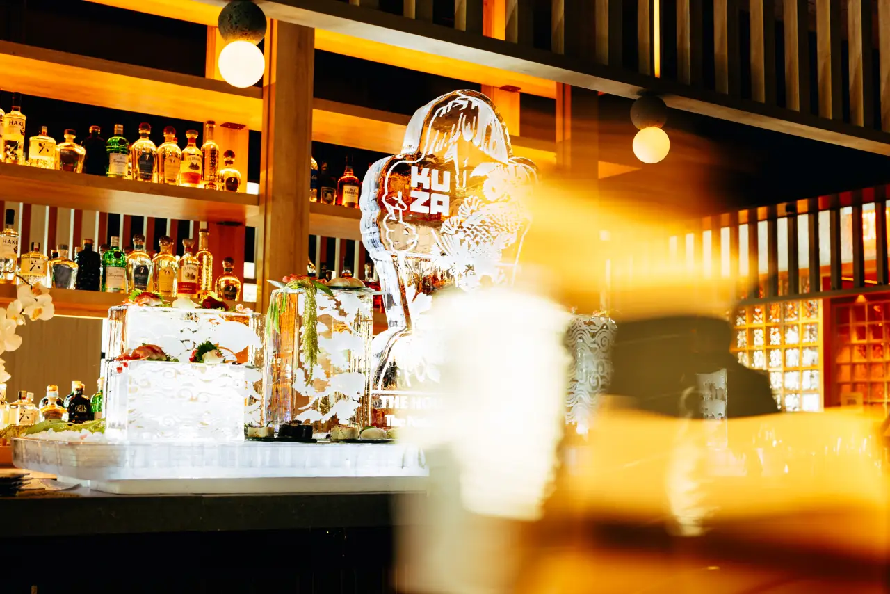 The ice sculpture bar display at KUZA