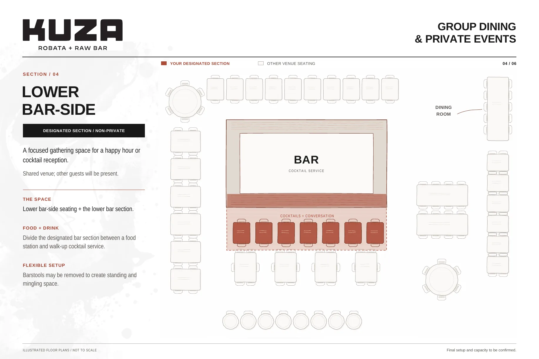 Floor plan: Lower bar-side at KUZA