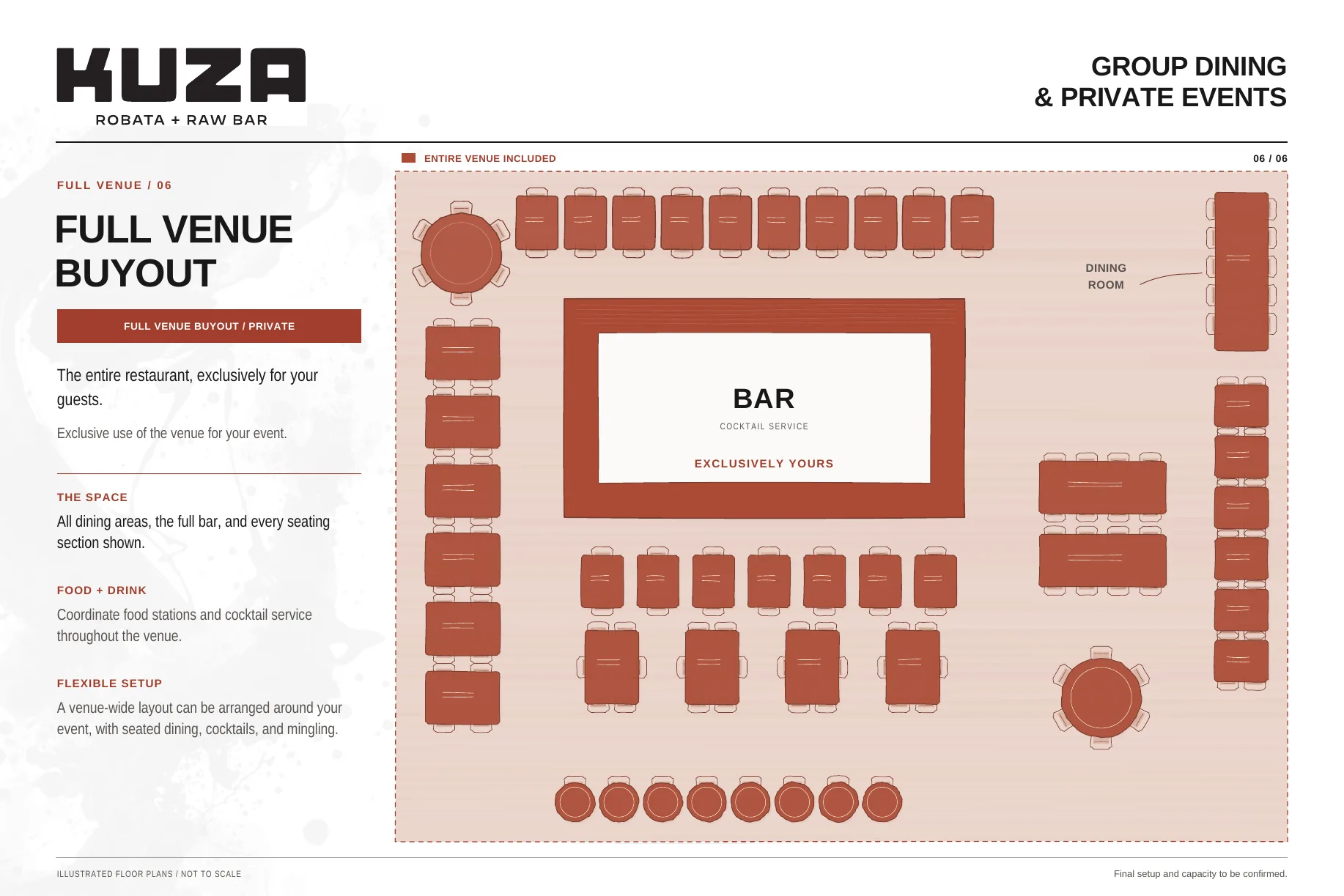 Floor plan: The whole restaurant at KUZA